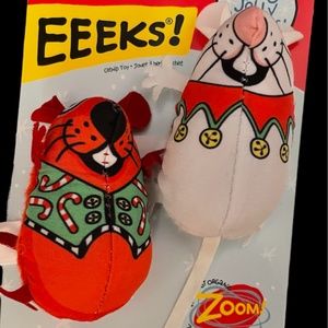 FatCat Bamboo Cat Toy Holly Jolly Holiday Eeeks Mice Zoom Candy Cane Mouse